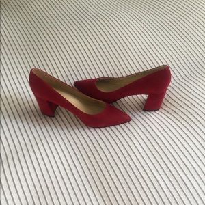 New suede red pumps